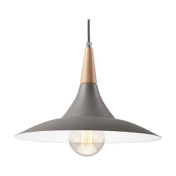 Szara lampa wisząca z metalowym kloszem ø 30 cm Ufo – LAMKUR-image-4