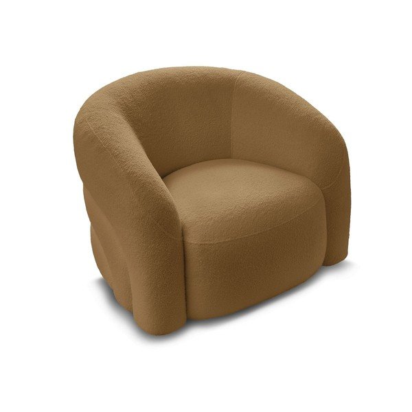 Musztardowy obrotowy fotel z materiału bouclé Elina – Bobochic Paris-image-3