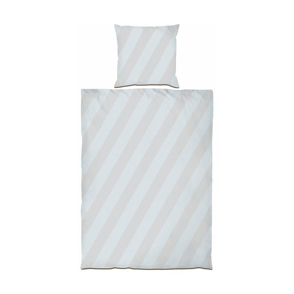 Jasnoszaro-beżowa pościel jednoosobowa z satyny bawełnianej 140x200 cm Diagonal – Mette Ditmer Denmark