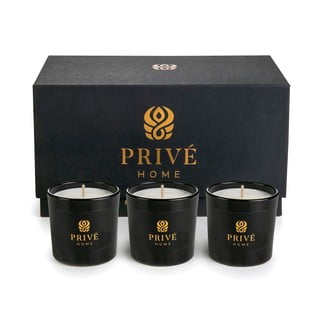 Zestaw 3 świec zapachowych Privé Home Lemon Verbena/Mimosa-Poire/Rose Pivoine