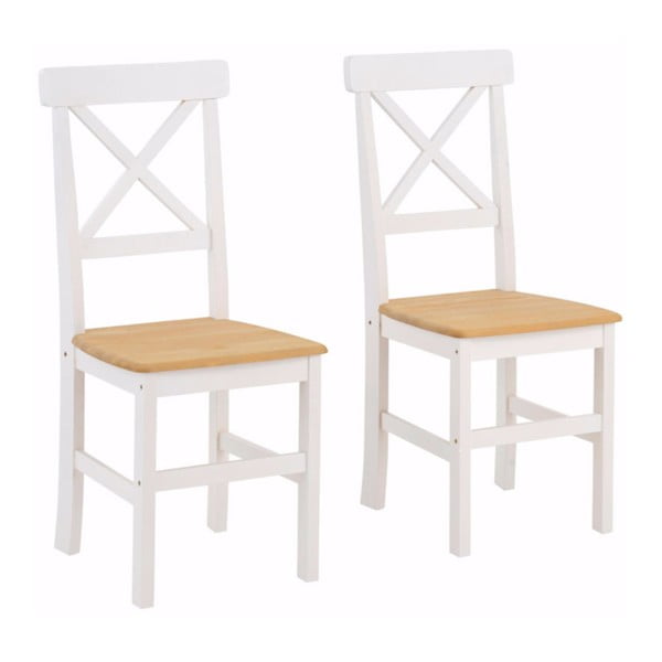 Zestaw 2 białych krzeseł z litego drewna sosnowego Støraa Nicoline