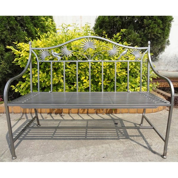 Szara metalowa ławka ogrodowa Talin – Garden Pleasure-image-1