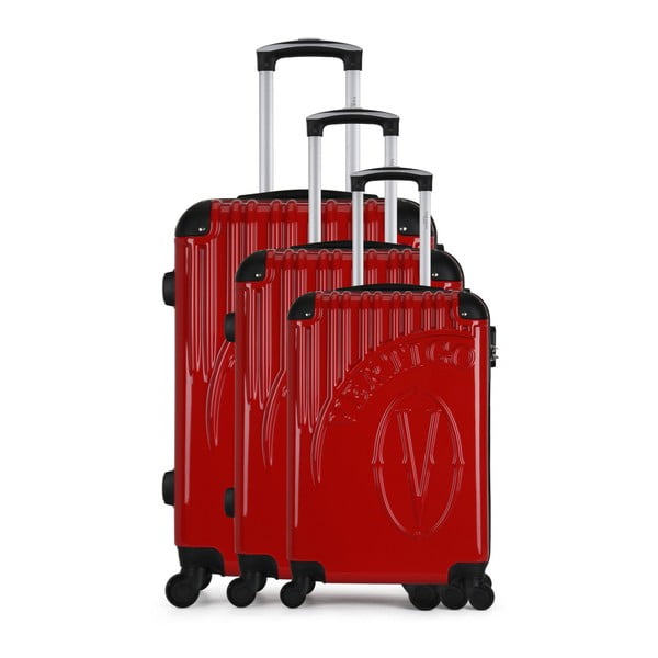 Zestaw 3 czerwonych walizek na kółkach VERTIGO Cadenas Integre