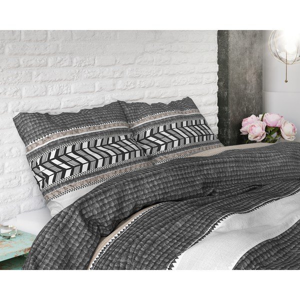 Szara bawełniana pościel jednoosobowa Pure Cotton Northern Stripe, 140x200/220 cm-image-2