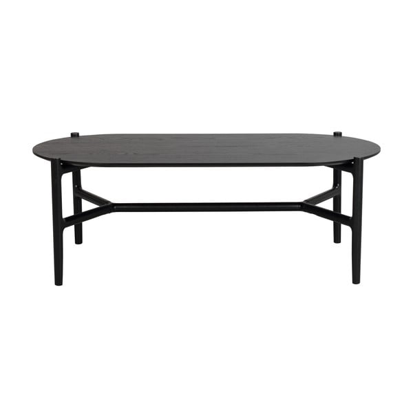 Czarny owalny stolik z drewna dębowego Rowico Holton, 130x65 cm
