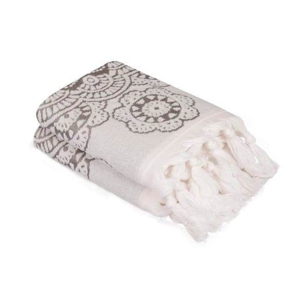 Komplet 2 szarych bawełnianych ręczników Carmelo Lerro, 50x90 cm