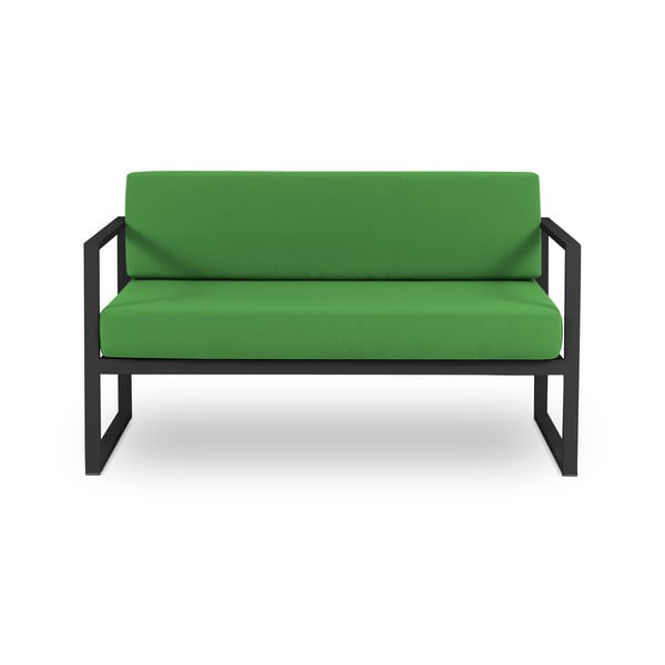 Zielona 2-osobowa sofa ogrodowa w antracytowej ramie Calme Jardin Nicea