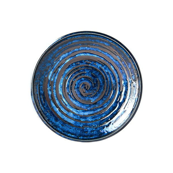 Niebieski talerz ceramiczny MIJ Copper Swirl, ø 20 cm