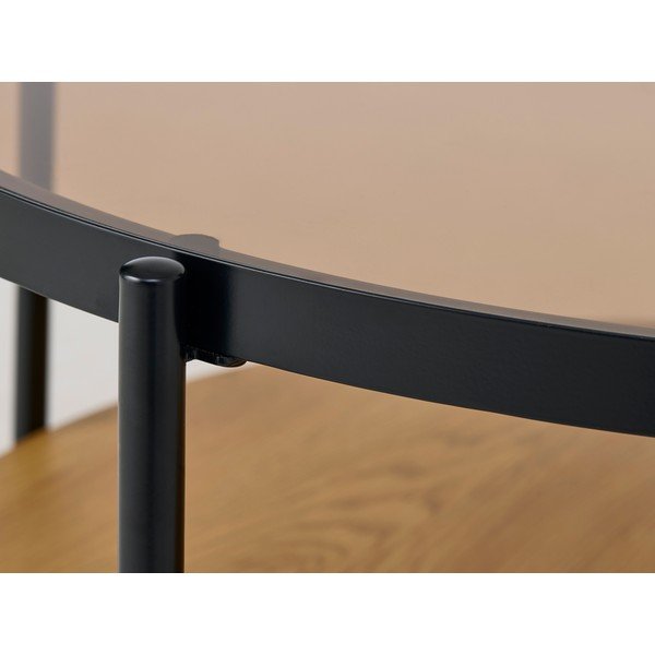 Okrągły stolik ze szklanym blatem w naturalnym kolorze ø 84 cm Hassel – Unique Furniture-image-3