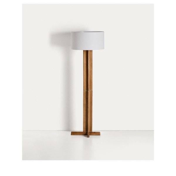 Biała/brązowa lampa stojąca z tekstylnym kloszem (wysokość 150,5 cm) Niani – Kave Home-image-4