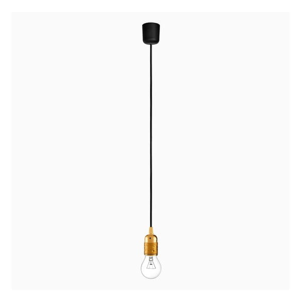 Lampa wisząca z czarnym kablem i oprawą żarówki w kolorze złota Bulb Attack Uno