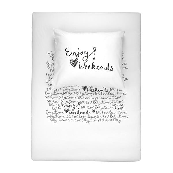 Biała bawełniana pościel jednoosobowa Walra Weekends, 135x200 cm