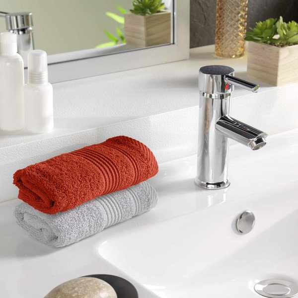 Ceglasty bawełniany ręcznik frotte 30x50 cm Tendresse – douceur d'intérieur-image-1