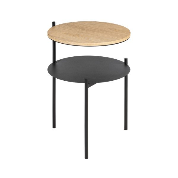 Czarno-naturalna szafka nocna z blatem w dekorze dębu Tu – noo.ma