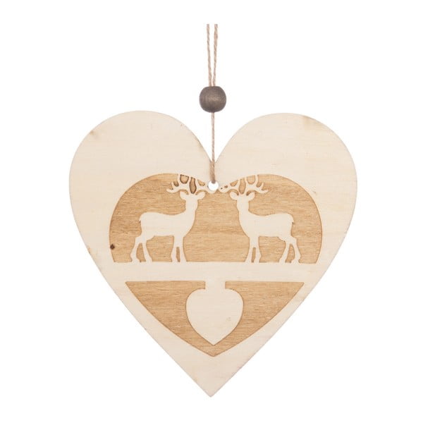 Beżowe dekoracyjne serce wiszące Unimasa Deers