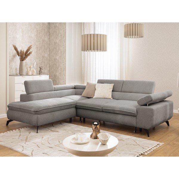 Jasnoszary narożnik z tkaniny szenilowej (lewostronny/w kształcie litery L) Marbeya  – Ropez-image-1