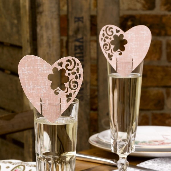 Zestaw 10 różowych dekoracji na szklanki Neviti With Love