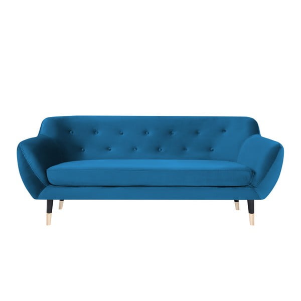 Niebieska sofa z czarnymi nogami Mazzini Sofas Amelie, 188 cm