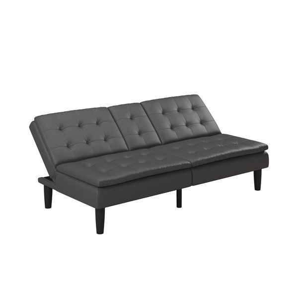Szara rozkładana sofa z imitacji skóry 191 cm Maine – Støraa-image-3