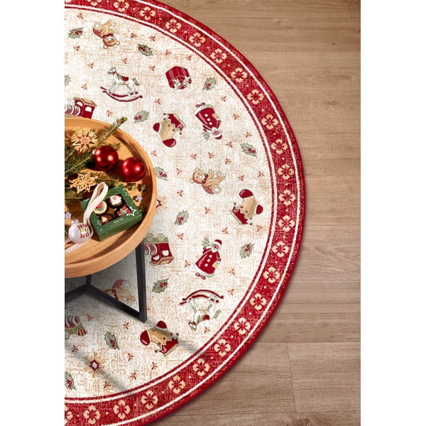 Czerwony okrągły dywan z mieszanki bawełny ze świątecznym motywem ø 160 cm Toy's Delight Red Christmas – Villeroy&Boch-image-3