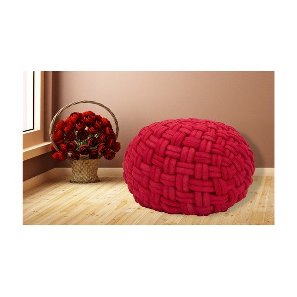 Bordowy puf Mauro Ferretti Rope, ø 50 cm-image-1