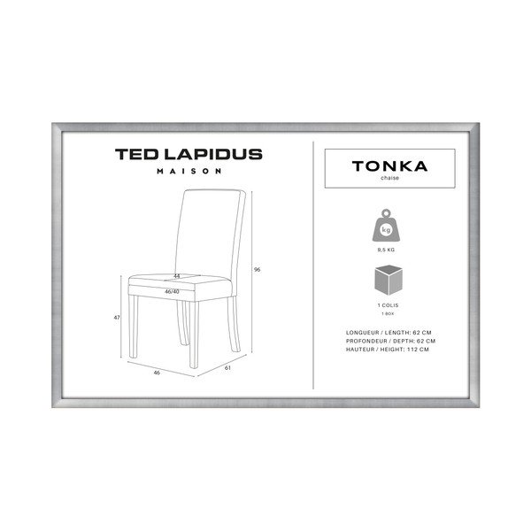 Szare krzesło z ciemnobrązowymi nogami Ted Lapidus Maison Tonka-image-1