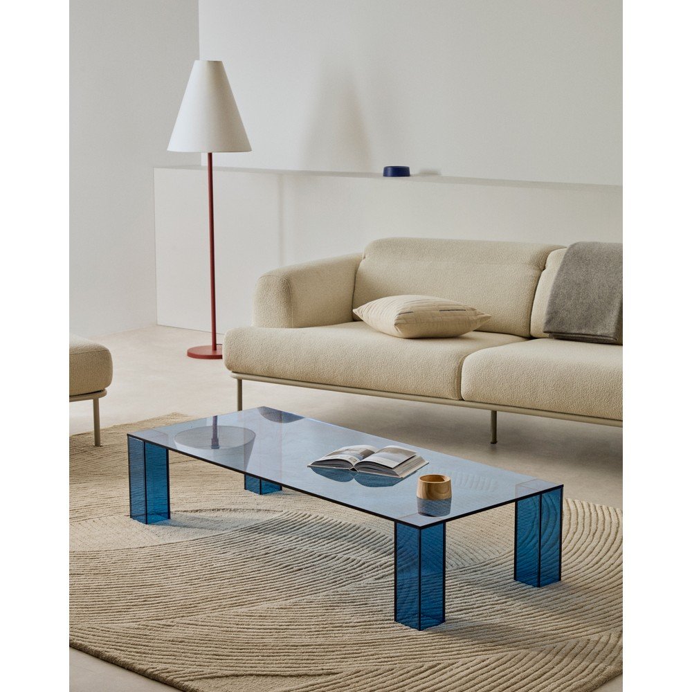 Niebieski szklany stolik 60x140 cm Adularia – Kave Home (zdjęcie 3)