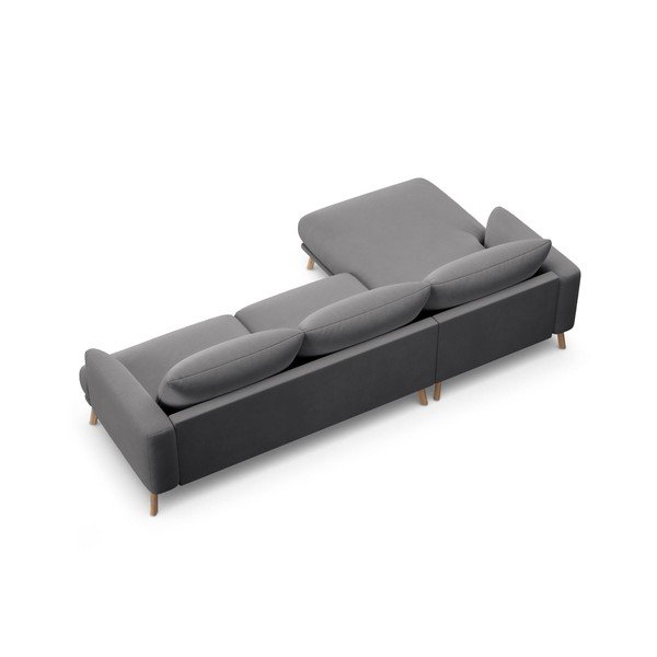 Szary aksamitny narożnik (lewostronny/z szezlongiem) Naomi – Micadoni -image-3