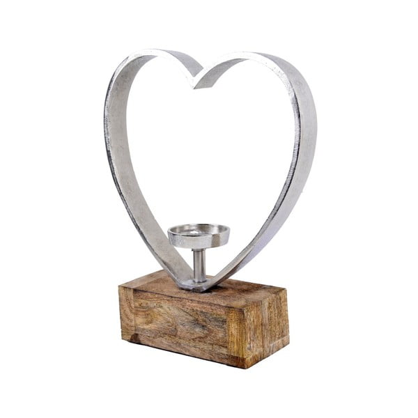 Świecznik dekoracyjny w kształcie serca na podstawce Ego Dekor, wys. 38,5 cm