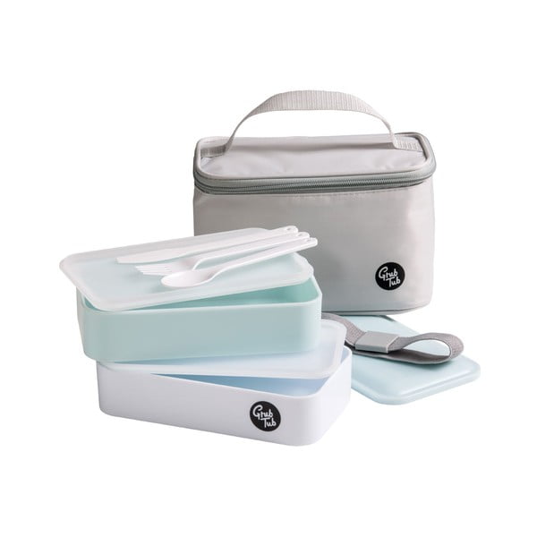 Jasnoniebieski pojemnik na przekąskę z torbą Premier Housewares Grub Tub-image-1