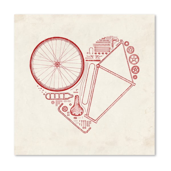 Plakat Love Bike Red, 30x30 cm