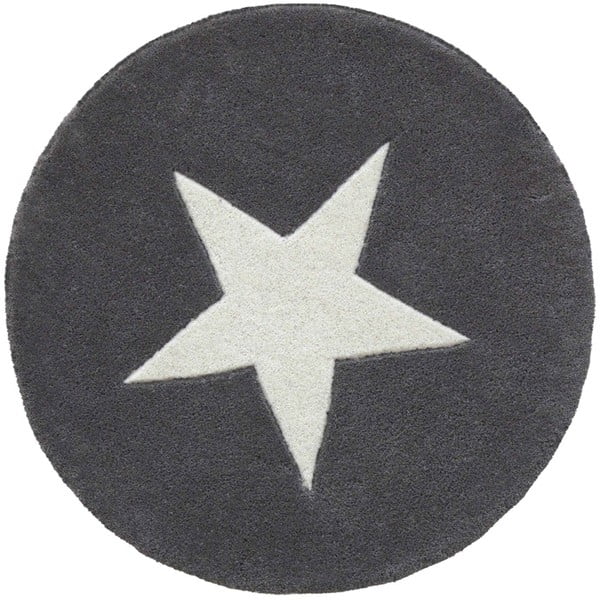 Szary dywan wełniany ręcznie tuftowany Linie Design Star, ⌀ 130 cm
