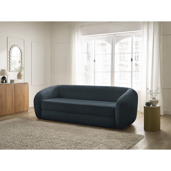 Ciemnoniebieska rozkładana sofa z tkaniny szenilowej 228 cm Neyo – Bobochic Paris-image-1