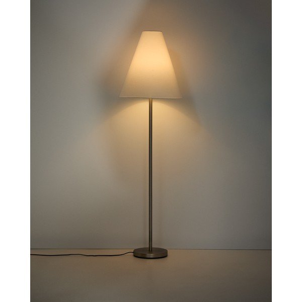 Lampa stojąca w kolorze srebra z tekstylnym kloszem (wysokość 153 cm) Navat – Kave Home-image-1