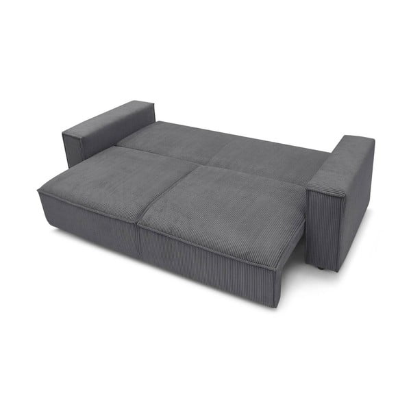 Ciemnoszara sztruksowa rozkładana sofa 245 cm Nihad – Bobochic Paris-image-4