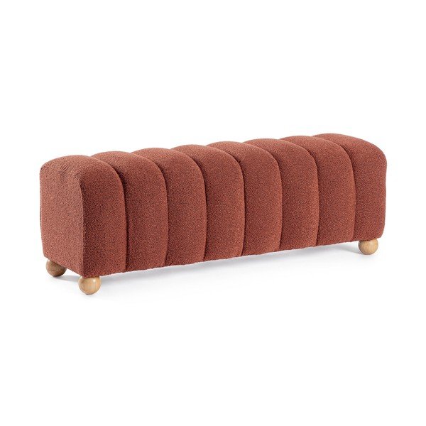 Tapicerowana ławka z materiału bouclé w kolorze terakoty Zora – Bizzotto-image-2