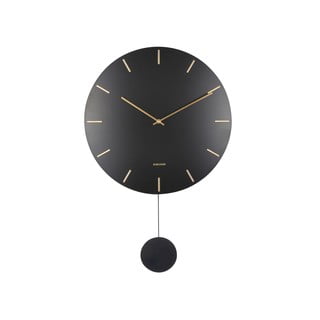 Czarny zegar wahadłowy Karlsson Impressive, ø 20 cm
