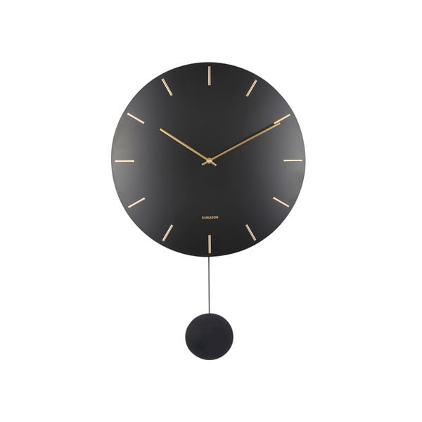 Czarny zegar wahadłowy Karlsson Impressive, ø 47 cm