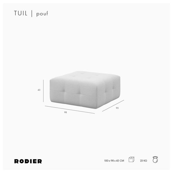 Szary aksamitny podnóżek Tuil – Rodier-image-4