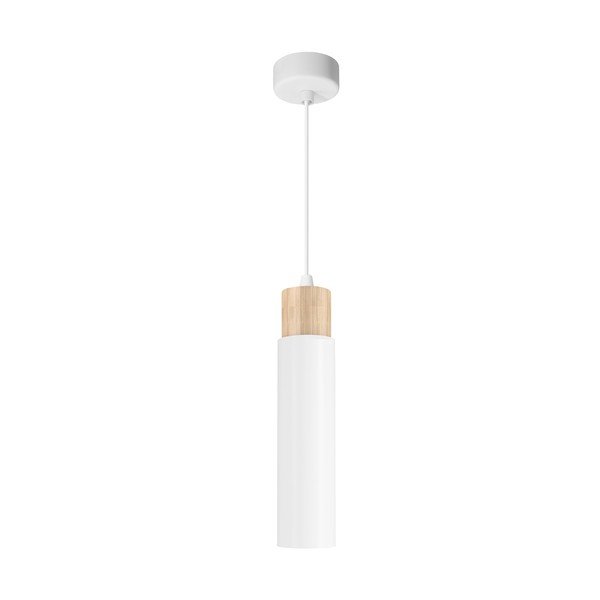Biało-naturalna lampa wisząca z metalowym kloszem Claro – Candellux Lighting