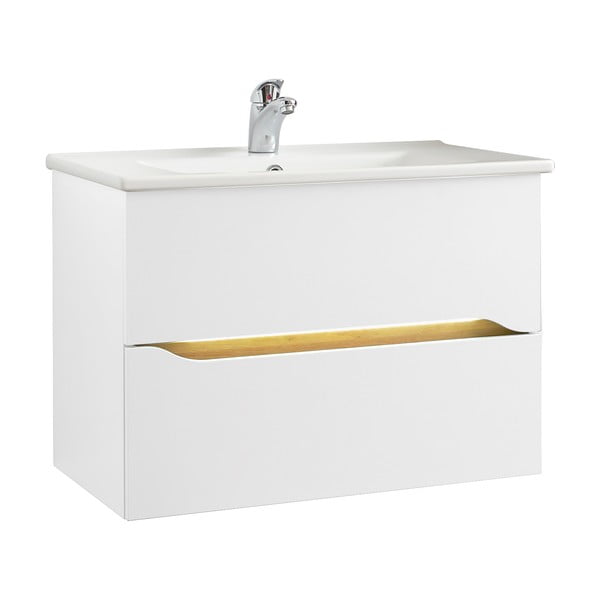 Biała niska wisząca szafka bez umywalki 72x51 cm Set 857 – Pelipal-image-2