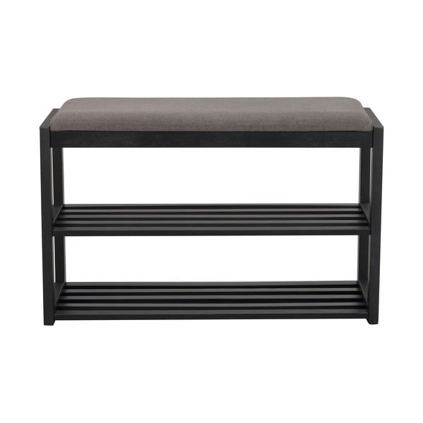 Czarna szafka na buty z litego drewna dębowego z siedziskiem Confetti – Rowico-image-2