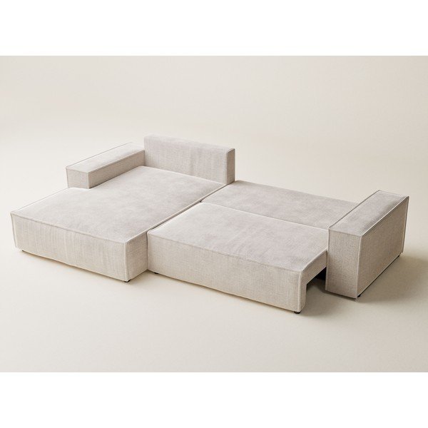 Kremowy rozkładany/ze schowkiem narożnik z tkaniny szenilowej (lewostronny/z szezlongiem) Maze – Maison de Rêve-image-4