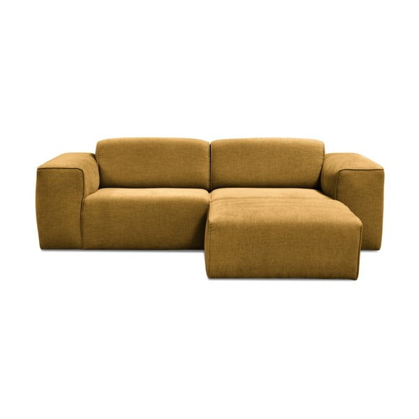 Żółta sofa 3-osobowaz pufem Cosmopolitan Design Phoenix