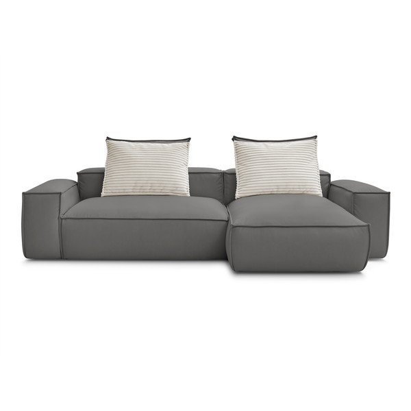 Szary narożnik z imitacji skóry (strona zmienna) Boheme – Bobochic Paris