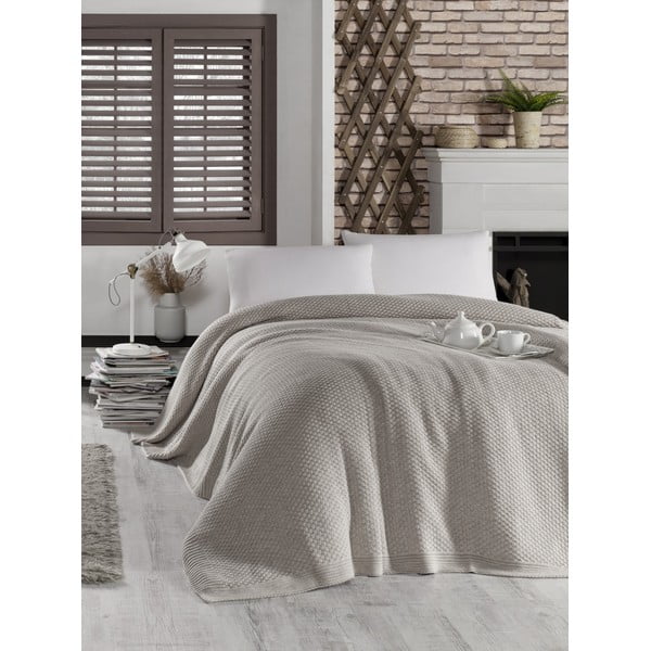 Szarobeżowa narzuta na łóżko z domieszką bawełny Homemania Decor Silvi, 220x240 cm