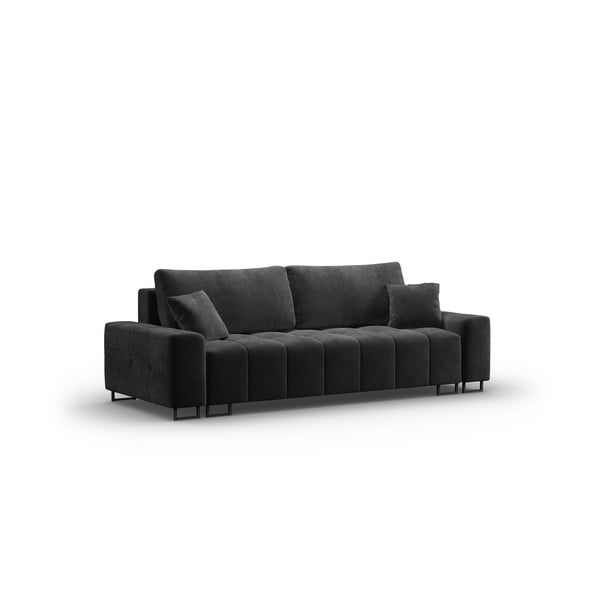 Ciemnoszara aksamitna rozkładana sofa ze schowkiem 250 cm Wicklow – Cosmopolitan Design-image-2