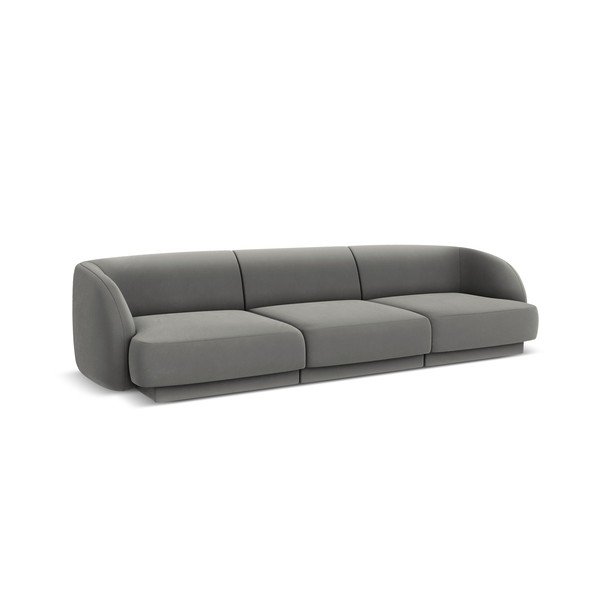 Szara aksamitna sofa 259 cm Miley − Micadoni Home-image-2