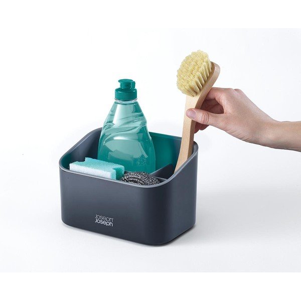 Ciemnoszary plastikowy stojak na akcesoria do mycia naczyń SinkStore – Joseph Joseph-image-4