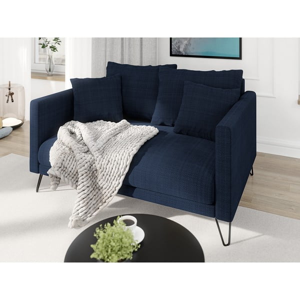 Ciemnoniebieska sofa  z tkaniny szenilowej 140 cm Freya – Ropez-image-3